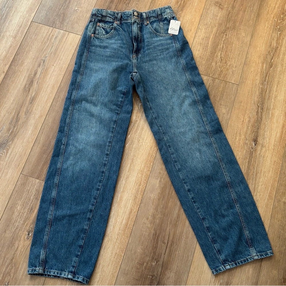 New WE THE FREE ASTER SWARM High Rise Straight Denim Jeans NEW